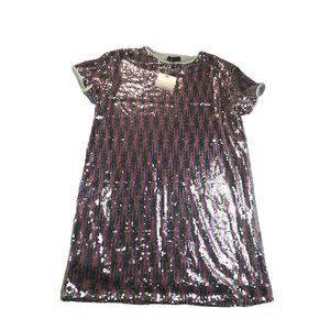 Just Quella Sequin Shift Dress Size XL Silver Pink NWOT
